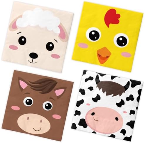 40Pcs Farm Animals Napkins Birthday Party Decor