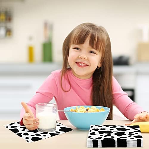 Durony 100 Pack Cow Print Table Napkins 3-Layer Farm Animal Party Supplies
