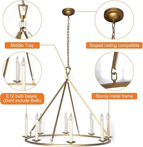LOVEDIMA 354 Antique Brass 8 Light Chandelier