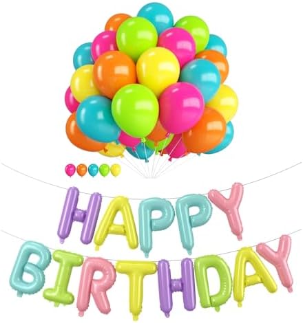 FEYG Rainbow Birthday Balloon Kit 35pcs 12-inch Decorations