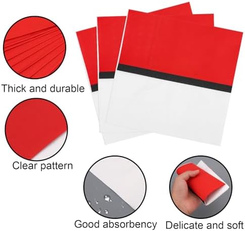 60pcs Cartoon Napkins with Red White Design