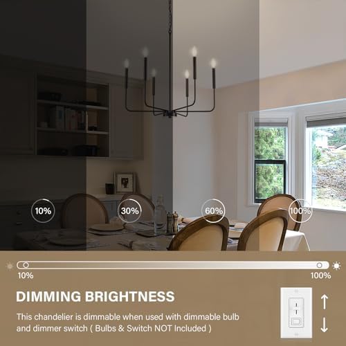 Modern Black Chandelier for Dining Room with 6 Lights