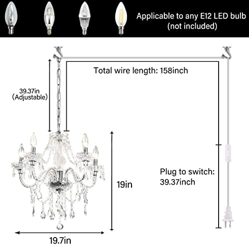 5 Light Crystal Hanging Pendant Light Chandelier