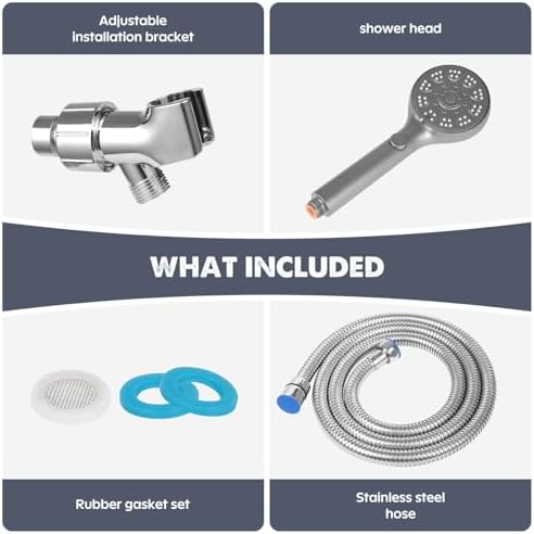 ROTORLI Handheld Shower Head with 5 Modes and 6-Foot Hose Silver