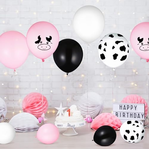 Sumind 100 Pcs 12 Inch Pink Cow Print Balloons