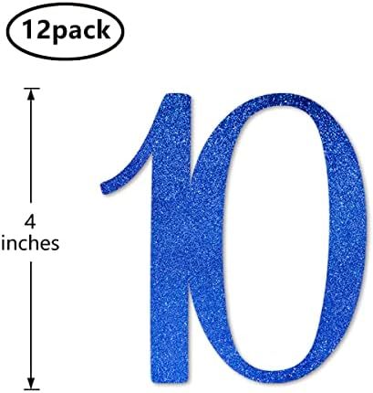 Blue Glitter 10th Birthday Centerpiece Sticks 12-Pack