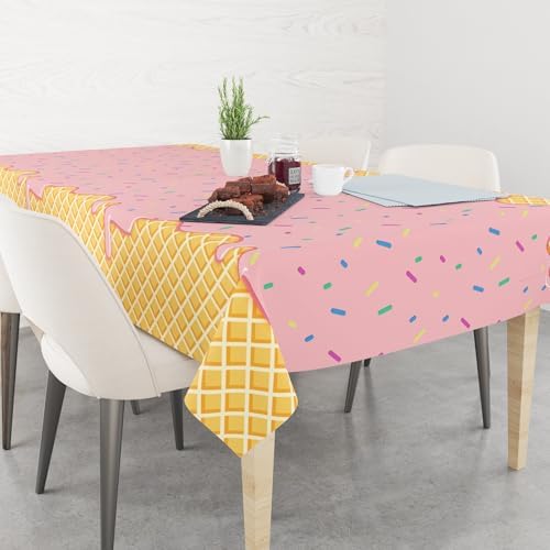 2 Pack Ice Cream Tablecloth for Kids Birthday Party