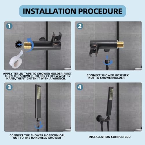 Solid Brass Handheld Shower Head with Adjustable Hose Set