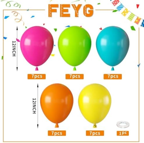 Rainbow Balloons Kit with Birthday Banner Set