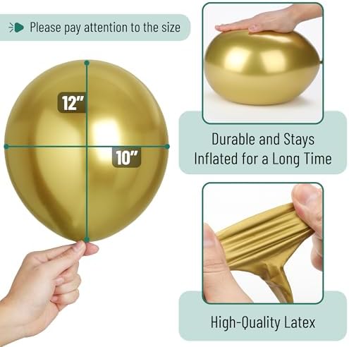 Mr Pen Metallic Gold Balloons 12 Inch 54 Pack