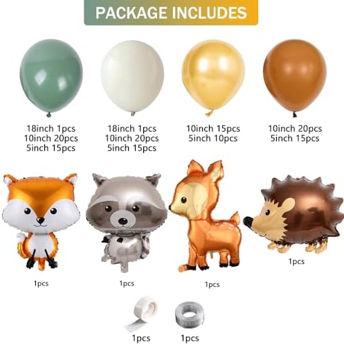 Woodland Animal Balloons Garland Arch 138Pcs