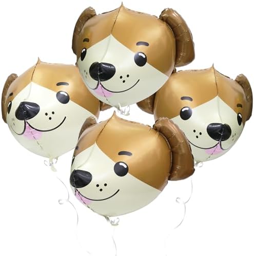 4D Dog Head Balloons 4 Pack for Pet Parties