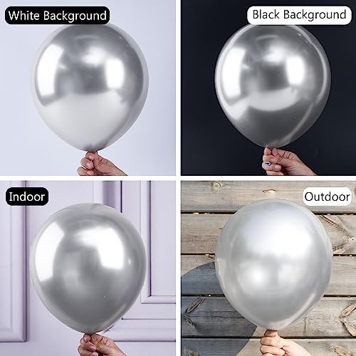 PartyWoo Metallic Silver Balloons 110 pcs Arch Kit