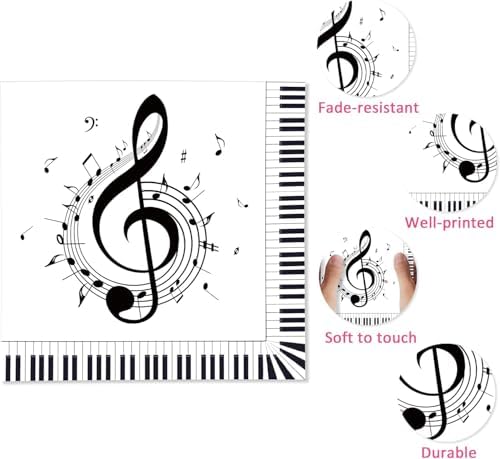 40Pcs Music Themed Napkins with Piano Keyboard Notes