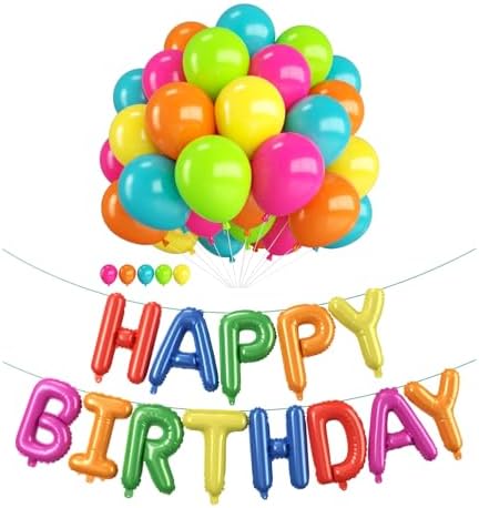 Rainbow Balloons Kit with Birthday Banner Set