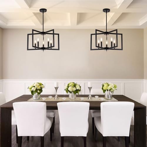 Modern Industrial Black Chandelier with 5 Lights