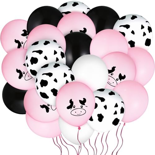 Sumind 100 Pcs 12 Inch Pink Cow Print Balloons