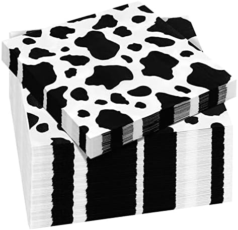 Durony 72 Pack Cow Print Napkins 3-Layer Farm Animal Party Supplies