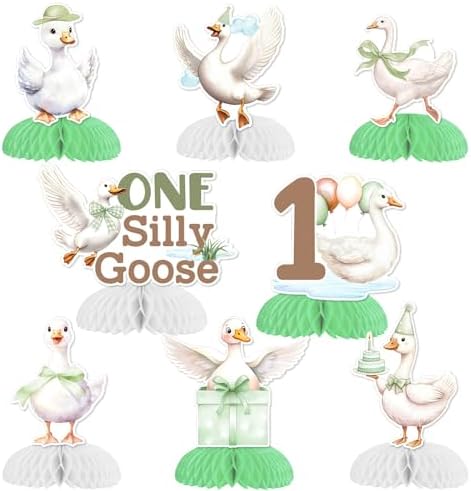 8Pcs Silly Goose Honeycomb Centerpieces 1st Birthday Decorations