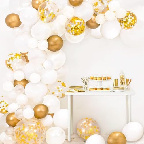 108pcs White Gold Balloon Arch Kit for Party Decorations