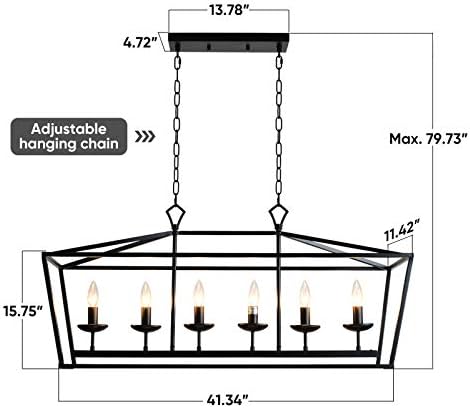 Shine Decor 6 Light Kitchen Island Linear Chandelier