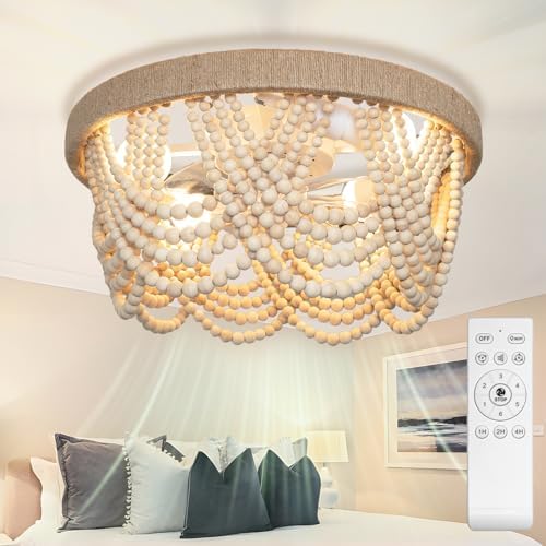 20 Inch Boho Ceiling Fan with Light and Remote