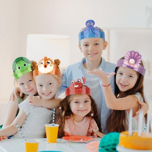 Hooqict 36 Pack Ocean Animal Party Hats for Kids