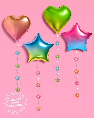 XO Fetti Groovy Rainbow Foil Balloon Pack 4 Pack
