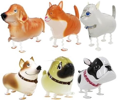 6 Pcs Dog Cat Walking Balloons Party Decorations