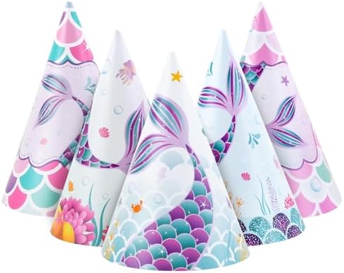 WERNNSAI 12 Pcs Birthday Party Hats Cone Headbands
