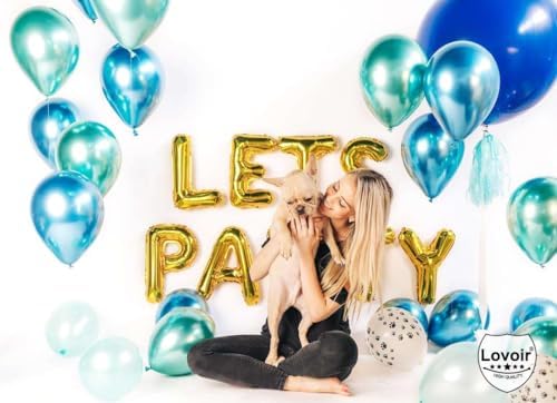 Lovoir 9 Pcs Lets Pawty Balloons Gold Party Decorations