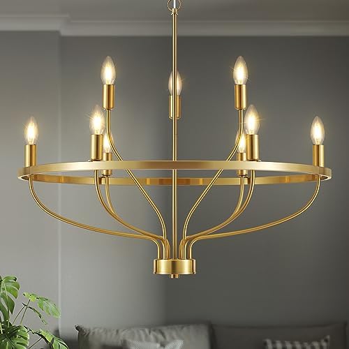 Widluth 30 Modern Gold 9-Lights Chandelier Fixture