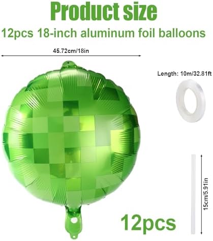 8pcs Pixel Balloons 18 Inches Green Party Decorations