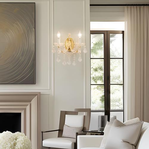 Crystal Wall Sconce Lighting 2-Light Modern Wall Light Fixture
