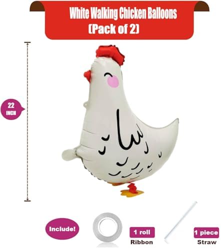 Wstewoo Walking Chicken Balloons Pack of 4