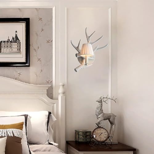 Classical Deer Antler Wall Candle Sconces with Fabric Shade 1