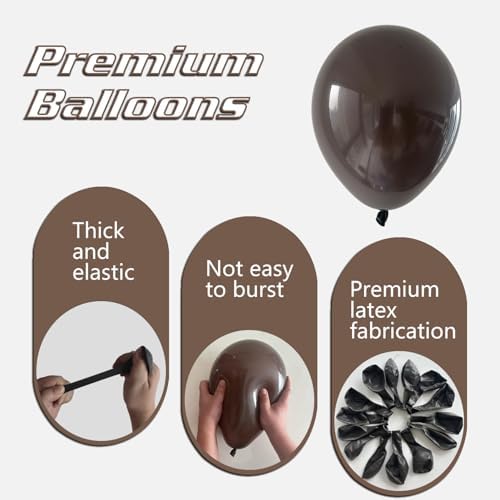 Dark Brown Latex Balloons 145pcs Set for Decorations