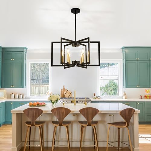 Modern Farmhouse 6-Light Black Chandelier for Dining Room and Entryway