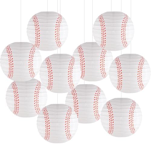 Baseball Party Decorations White Hanging Paper Lanterns Pack of 10