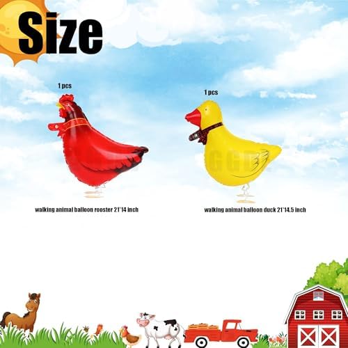Farm Animal Walking Balloons 2nd Birthday Decor 14 Pcs