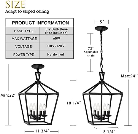 Untrammelife 4 Light Black Lantern Pendant Light