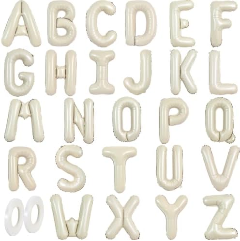 TONIFUL 16 Inch Cream White Letter Balloons Set A-Z 26 Pcs