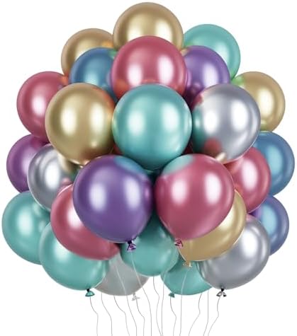 Chrome Metallic Balloons 66 Pack for Party Decorations