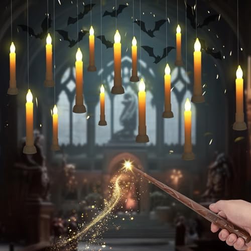 Homemory 12 Pcs Floating Flameless Candles with Wand Remote