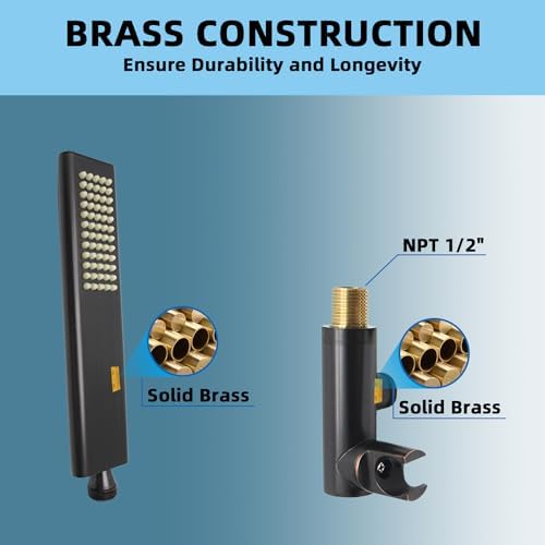 Solid Brass Handheld Shower Head with Adjustable Hose Set