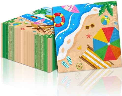 40PCS Beach Party Napkins with Sea Designs