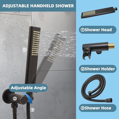 Solid Brass Handheld Shower Head with Adjustable Hose Set