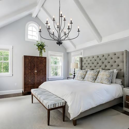 Black Chandelier 12 Light Modern Farmhouse Design