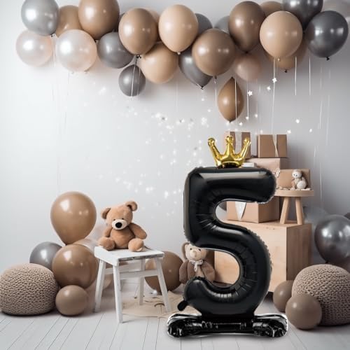 42 Inch Black Number 1 Balloon with Crown