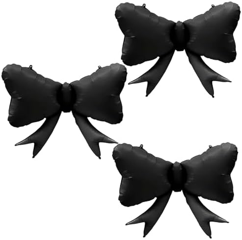 3 Piece Black Bow Balloons for Party Decorations